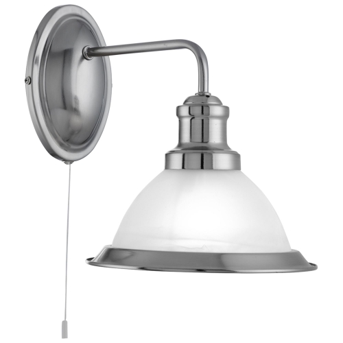 Searchlight Bistro Satin Silver Wall Light With Marble Glass Shade ON SALE