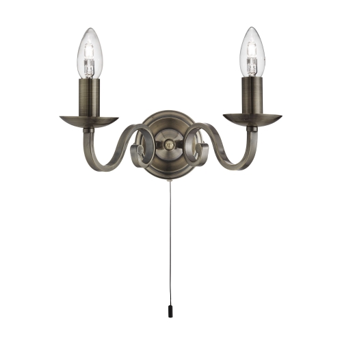 Searchlight Richmond Antique Brass 2 Light Wall Bracket With Candle Style Sconces