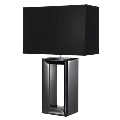 Searchlight Mirror Table Lamp Tall Black Black Faux Silk Shade