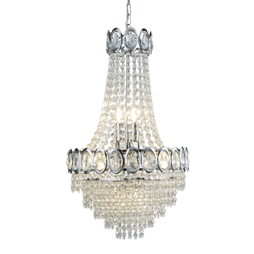 Searchlight Louis Philipe Crystal 6Lt Chrome Chandelier With Clear Glass Beads