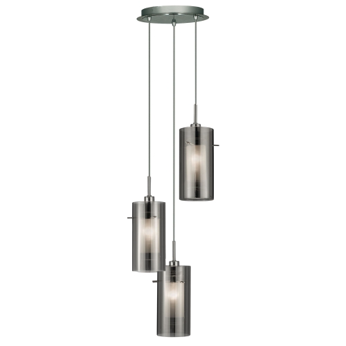Searchlight Duo 2 3Lt Ceiling Multi-Drop With Smokey Outer/Frosted Inner Glass Shades