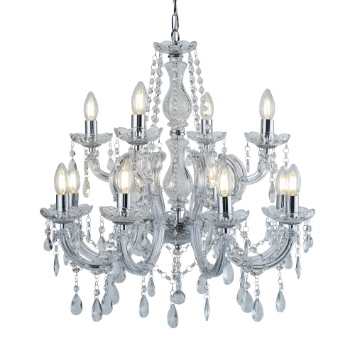 Searchlight 5 Light Marie Therese Style Chandelier With Mink Acrylic Droplets 