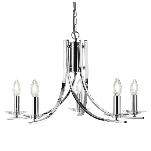Searchlight Ascona 5Lt Ceiling Chrome Twist Frame With Clear Glass Sconces