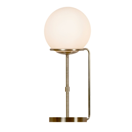 Searchlight Sphere 1Lt Table Lamp Antique Brass Opal White Glass Shades